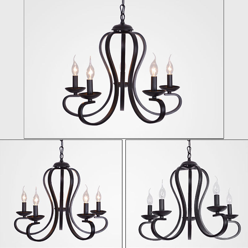 Juliette Black Swirled Arm Traditional Metal Chandelier
