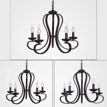 Juliette Black Swirled Arm Traditional Metal Chandelier