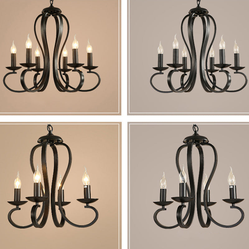 Juliette Black Swirled Arm Traditional Metal Chandelier
