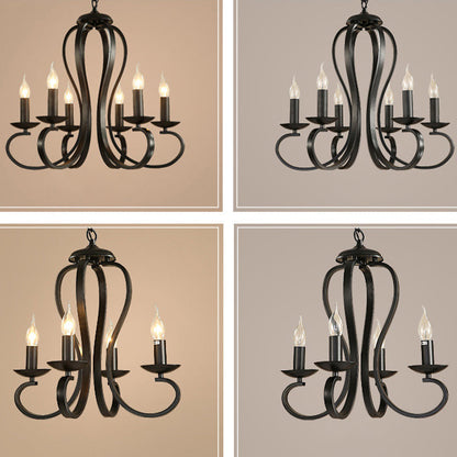 Juliette Black Swirled Arm Traditional Metal Chandelier