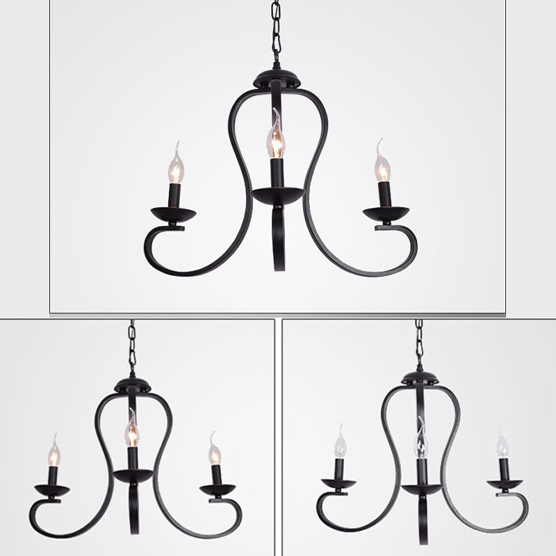 Juliette Black Swirled Arm Traditional Metal Chandelier