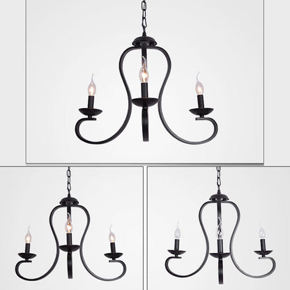 Juliette Black Swirled Arm Traditional Metal Chandelier