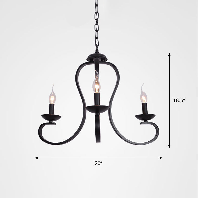Juliette Black Swirled Arm Traditional Metal Chandelier