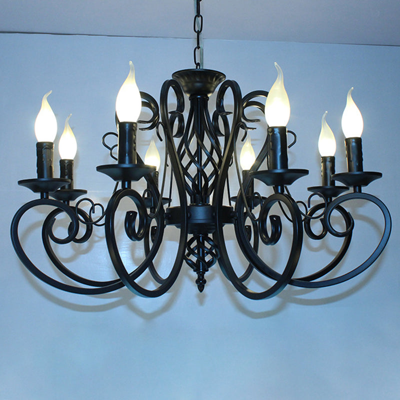 Charlotte Rustic Swirled Arm Metal Chandelier 6/8-Light Pendant
