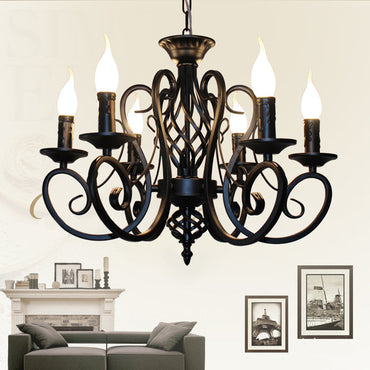 Charlotte Rustic Swirled Arm Metal Chandelier 6/8-Light Pendant