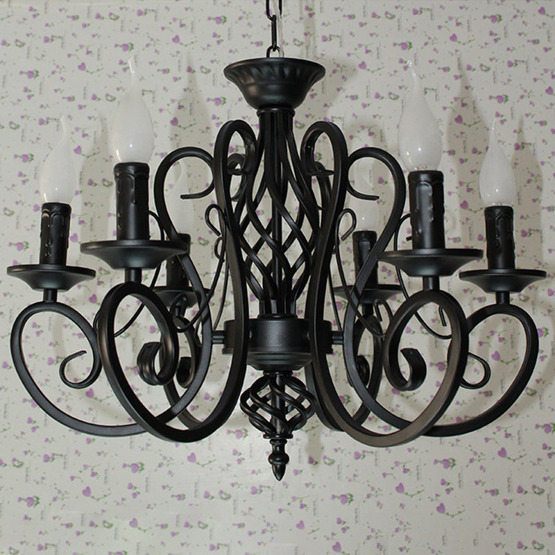 Charlotte Rustic Swirled Arm Metal Chandelier 6/8-Light Pendant