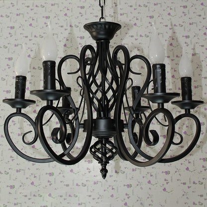 Charlotte Rustic Swirled Arm Metal Chandelier 6/8-Light Pendant