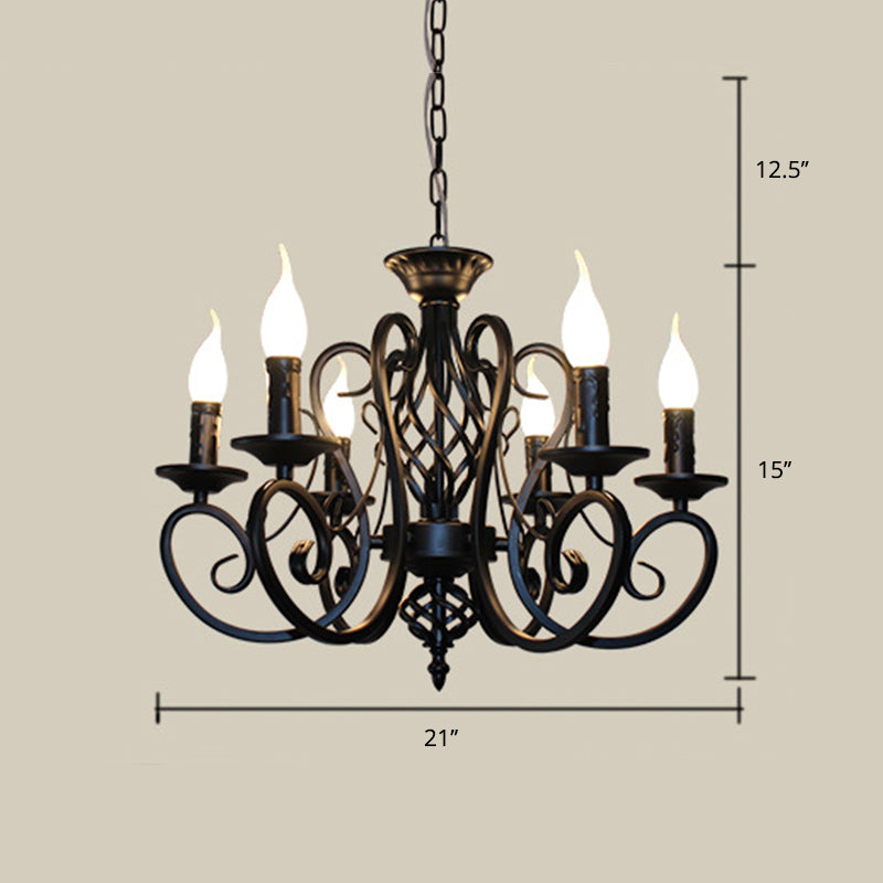 Charlotte Rustic Swirled Arm Metal Chandelier 6/8-Light Pendant