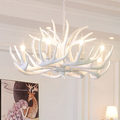 Élise Rustic Artificial Antler Chandelier Exposed Bulb Pendant