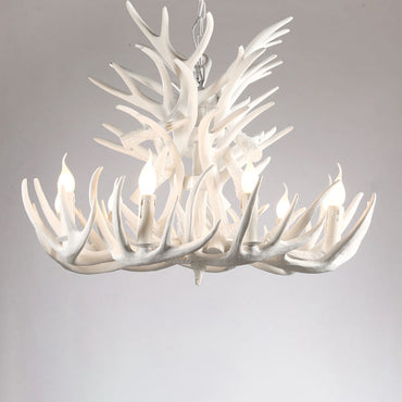 Élise Rustic Artificial Antler Chandelier Exposed Bulb Pendant