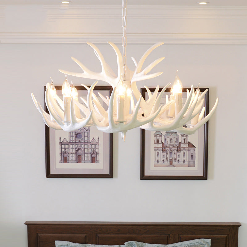 Élise Rustic Artificial Antler Chandelier Exposed Bulb Pendant