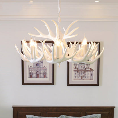Élise Rustic Artificial Antler Chandelier Exposed Bulb Pendant