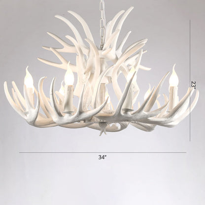 Élise Rustic Artificial Antler Chandelier Exposed Bulb Pendant