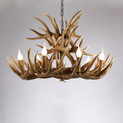 Élise Rustic Artificial Antler Chandelier Exposed Bulb Pendant