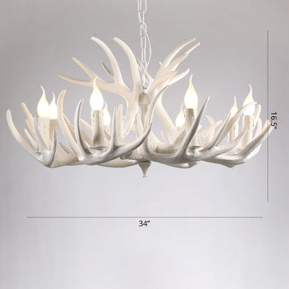 Élise Rustic Artificial Antler Chandelier Exposed Bulb Pendant