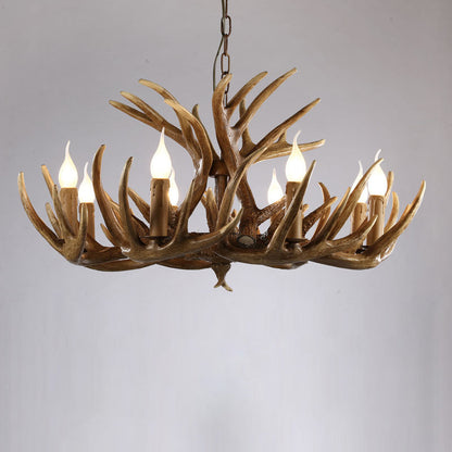 Élise Rustic Artificial Antler Chandelier Exposed Bulb Pendant