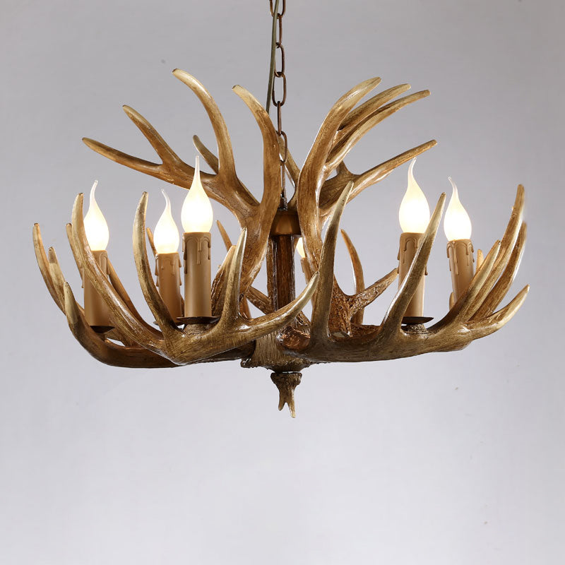 Élise Rustic Artificial Antler Chandelier Exposed Bulb Pendant
