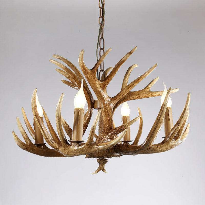 Élise Rustic Artificial Antler Chandelier Exposed Bulb Pendant