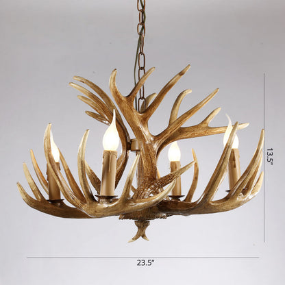 Élise Rustic Artificial Antler Chandelier Exposed Bulb Pendant