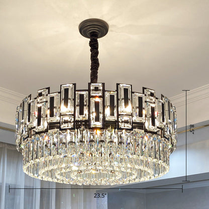 Amélie K9 Crystal Round Pendant Chandelier Gold Black