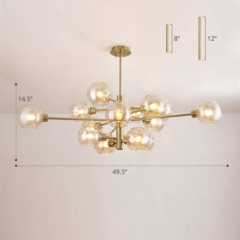 Lustre en verre Aurélie Sputnik à 3 niveaux moderne