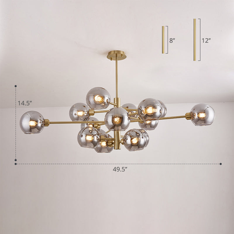 Lustre en verre Aurélie Sputnik à 3 niveaux moderne