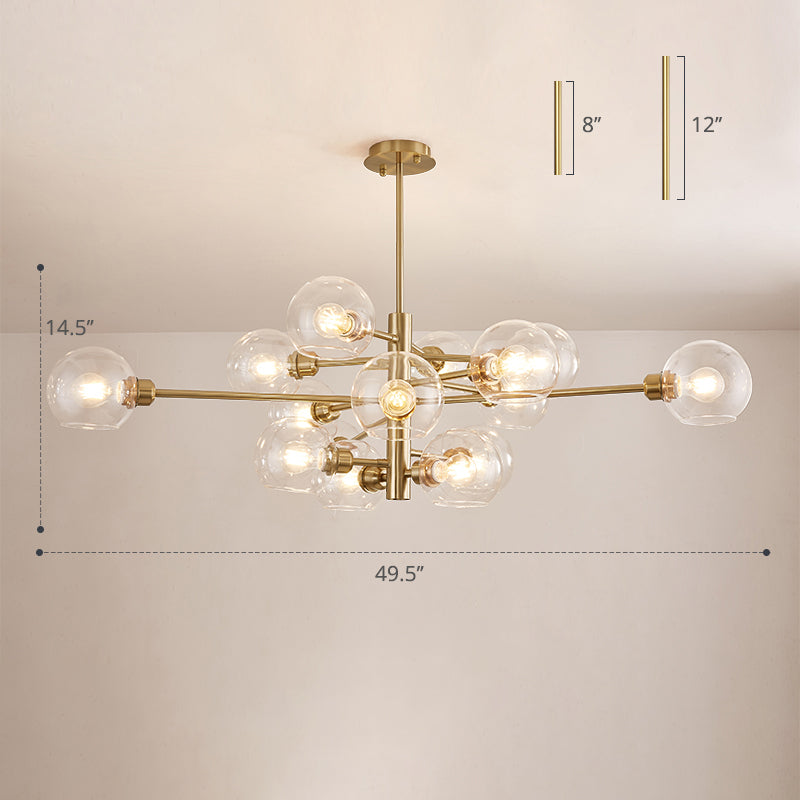 Lustre en verre Aurélie Sputnik à 3 niveaux moderne
