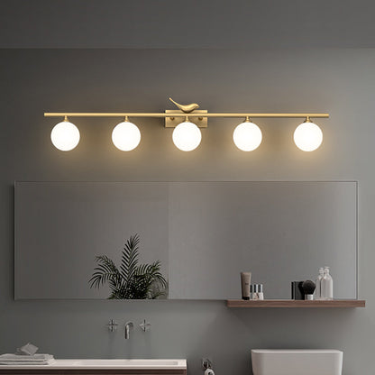 Applique de salle de bain Clémence Ball avec verre opale et décor oiseaux