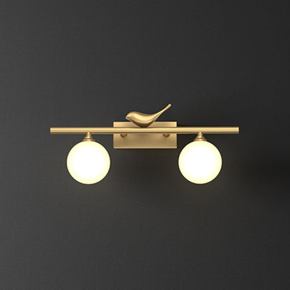 Applique de salle de bain Clémence Ball avec verre opale et décor oiseaux