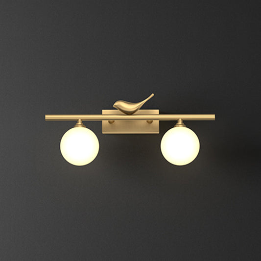 Applique de salle de bain Clémence Ball avec verre opale et décor oiseaux