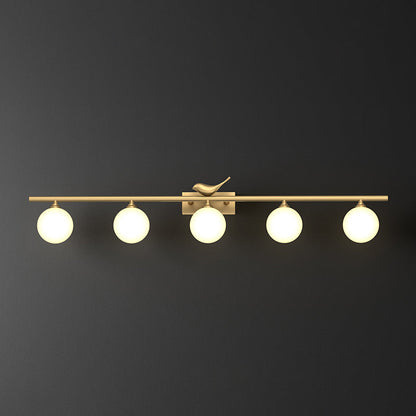 Applique de salle de bain Clémence Ball avec verre opale et décor oiseaux