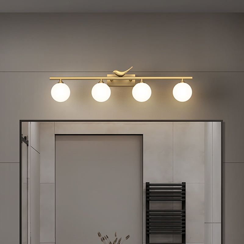 Applique de salle de bain Clémence Ball avec verre opale et décor oiseaux