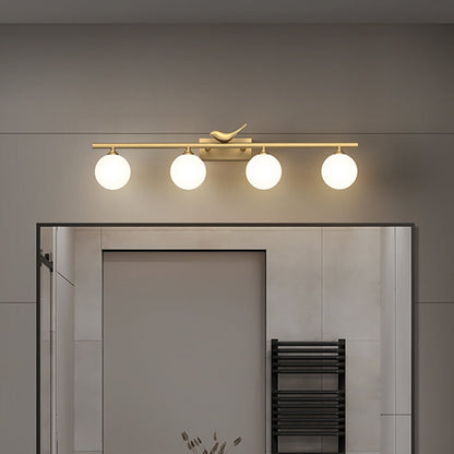 Applique de salle de bain Clémence Ball avec verre opale et décor oiseaux