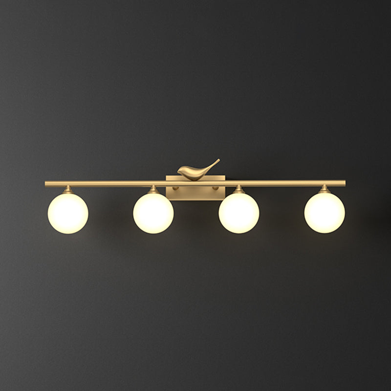 Applique de salle de bain Clémence Ball avec verre opale et décor oiseaux