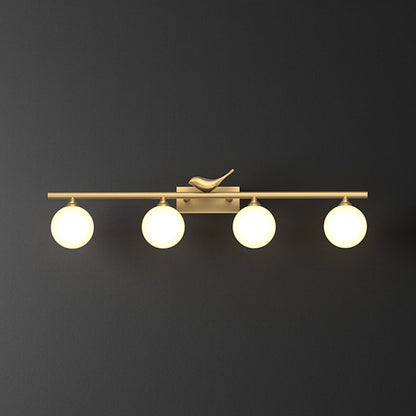 Applique de salle de bain Clémence Ball avec verre opale et décor oiseaux