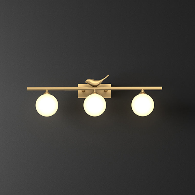 Applique de salle de bain Clémence Ball avec verre opale et décor oiseaux