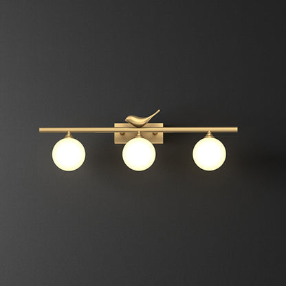 Applique de salle de bain Clémence Ball avec verre opale et décor oiseaux