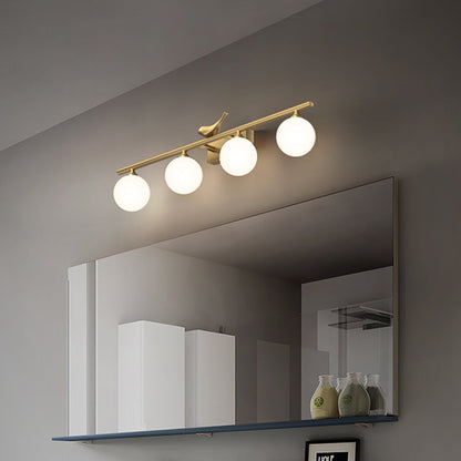 Applique de salle de bain Clémence Ball avec verre opale et décor oiseaux