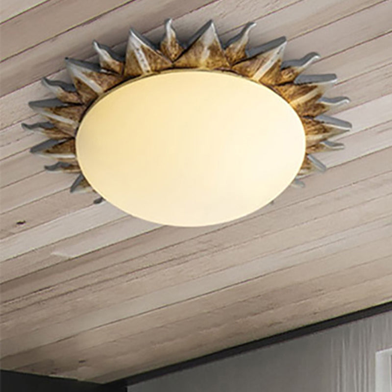 Plafonnier Geneviève Vintage Sunburst en verre opale