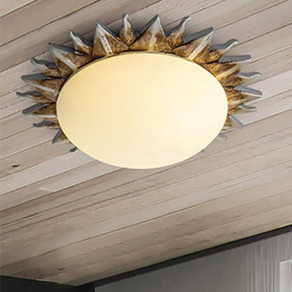 Plafonnier Geneviève Vintage Sunburst en verre opale