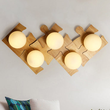 Amélie Wooden Orb Glass Wall Light Sconce