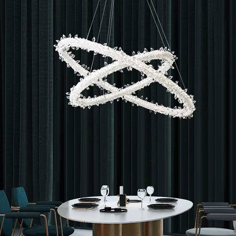 Elise Crystal Circle LED Pendant Light Modern Ring Chandelier