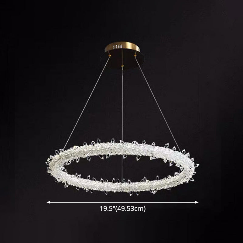 Elise Crystal Circle LED Pendant Light Modern Ring Chandelier