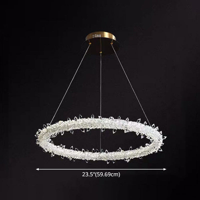 Elise Crystal Circle LED Pendant Light Modern Ring Chandelier