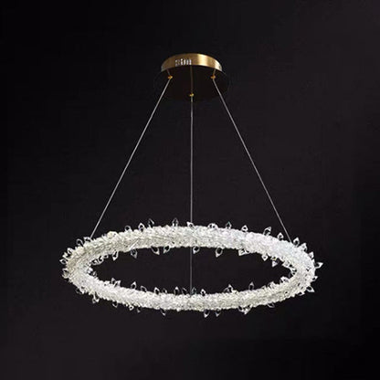 Elise Crystal Circle LED Pendant Light Modern Ring Chandelier