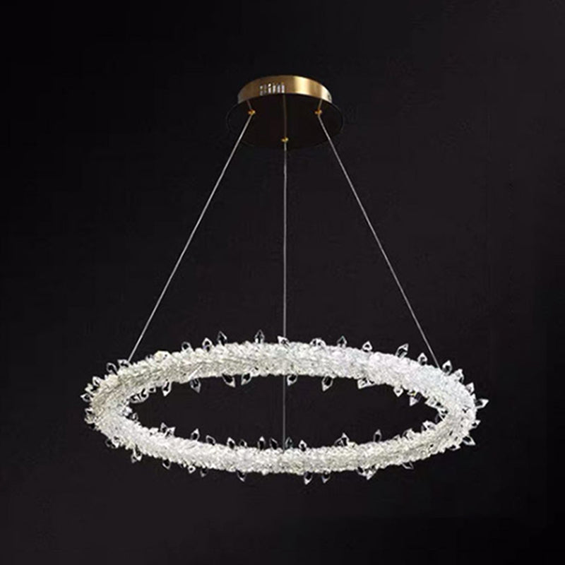 Elise Crystal Circle LED Pendant Light Modern Ring Chandelier