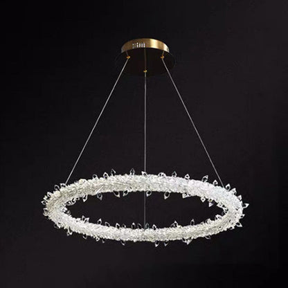 Elise Crystal Circle LED Pendant Light Modern Ring Chandelier