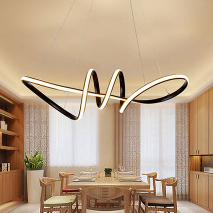 Léa Spiral LED Pendant Chandelier Gold Black Modern