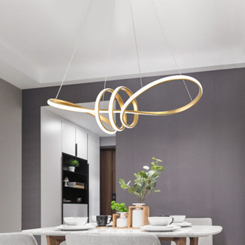 Léa Spiral LED Pendant Chandelier Gold Black Modern