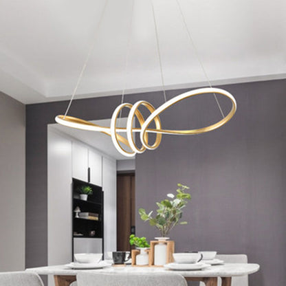 Léa Spiral LED Pendant Chandelier Gold Black Modern
